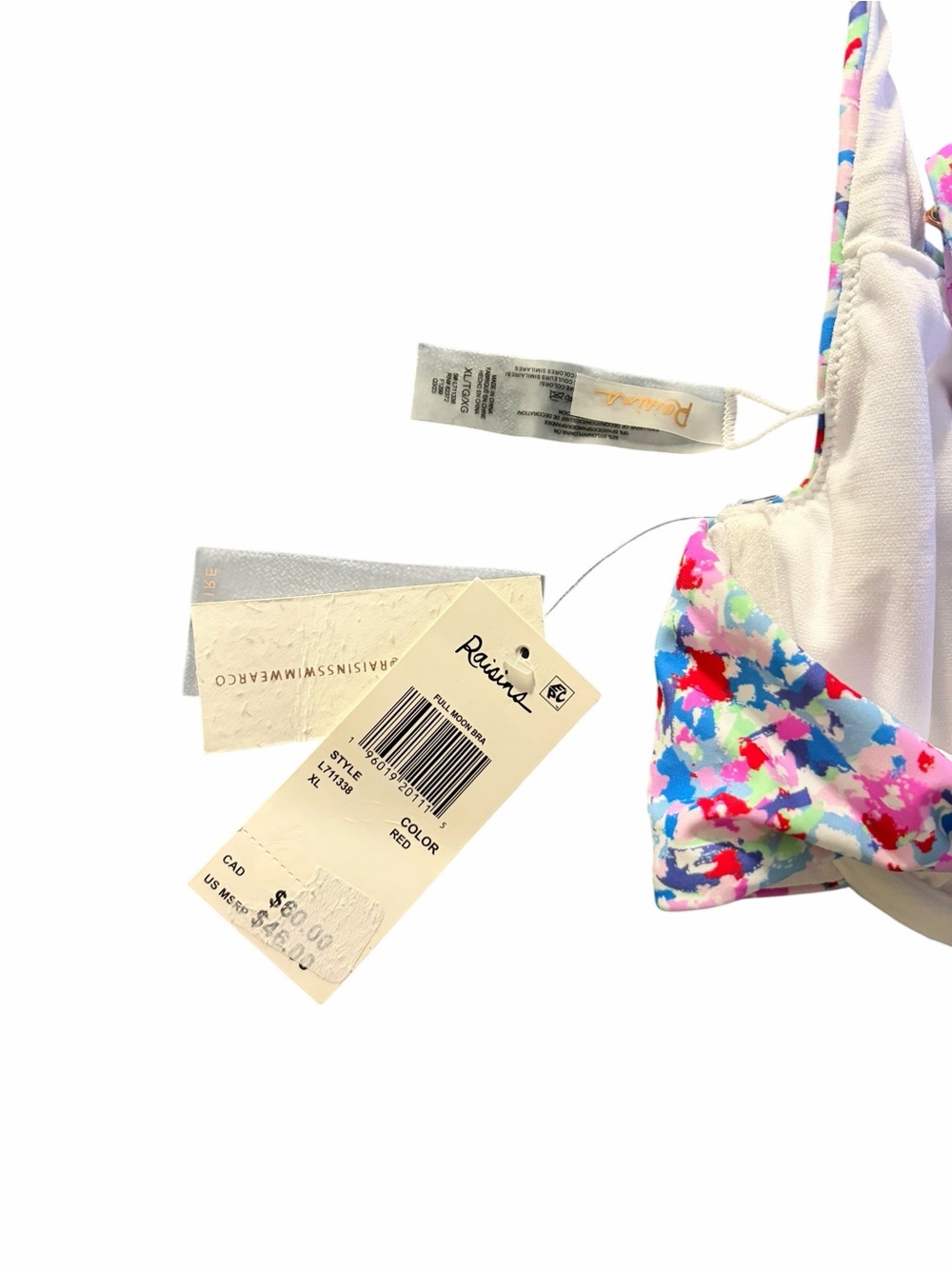 NWT Raisins Full Moon Abstract Print Underwire Bikini Top XL Blue Floral Swim - Picture 5 of 5